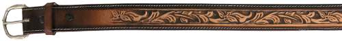 Tooled LEATHER BELT Brown