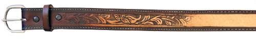 Tooled LEATHER BELT Brown With Name Space