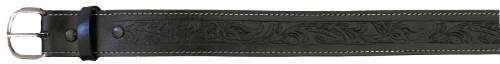 Tooled LEATHER BELT Black