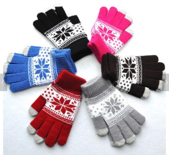 Winter Snow Jacquard Screen Touch Glove for CELL PHONE etc