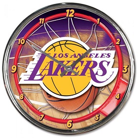 Chrome Round Wall CLOCK - NBA Los Angeles Lakers