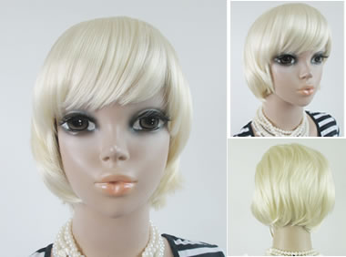 New White Short Straight Cosplay Party Hair WIG