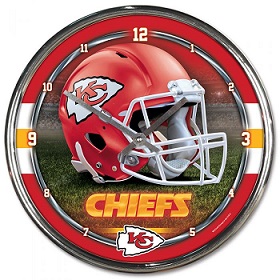 Chrome Round CLOCK - NFL Kansas City Chiefs