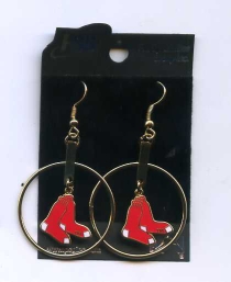 Primary Logo Hoop Dangel Earrings - MLB Boston RED SOX