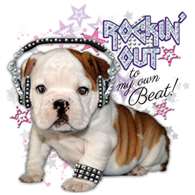 Wholesale T-shirts women:''PUPPY HEADPHONES RHINESTONES''