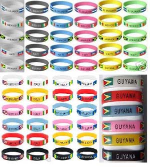 World Countries Silicone Jelly Rubber WRISTBANDs/bracelets