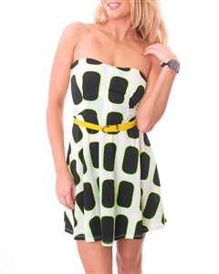 Strapless Patterned Wholesale Dress With Matching BELT