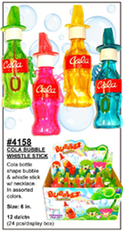 Cola Bottle Shape Bubble & Whistle Stick w/ NECKLACE