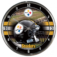 Chrome Round Wall Clocks NFL Pittsburgh STEELERS