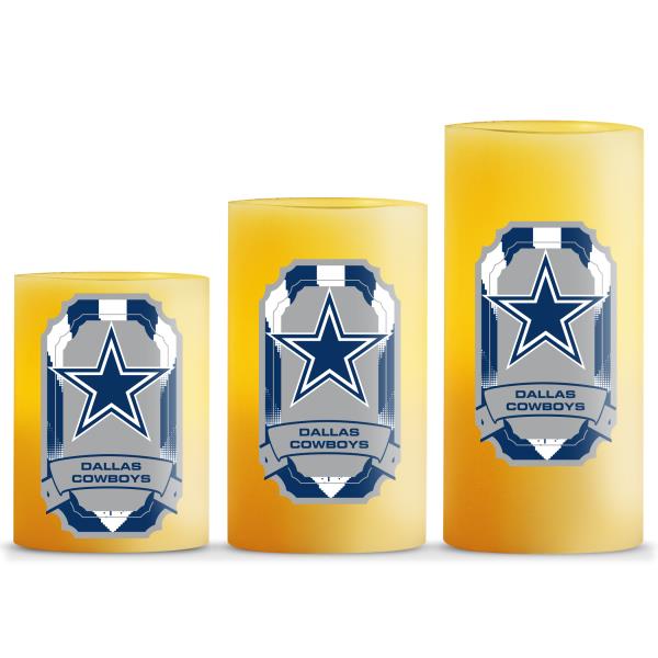 LED Light Flameless Candle 3 pcs Gift Set - NFL DALLAS COWBOYS