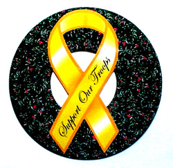 RIBBON CAR MAGNET 15, ''Support Our Troops'' w/Xmas Wreaths