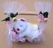 Baby teddy bear sliping in BASKET with flower decoration