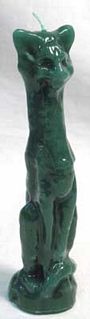 CANDLE CAT GREEN 8''