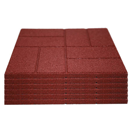 Garden Rubber Paver 16x16x3/4 inch (6pcs) RED