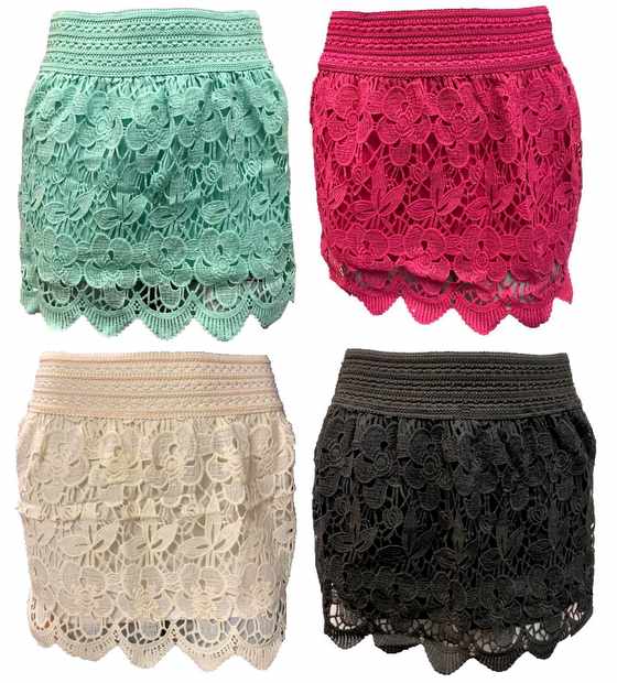 Wholesale Solid Color Crochet SKIRTs with Fringes Assorted Sizes