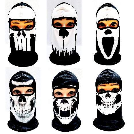 Wholesale Black & White Skull Print NINJA Face Mask