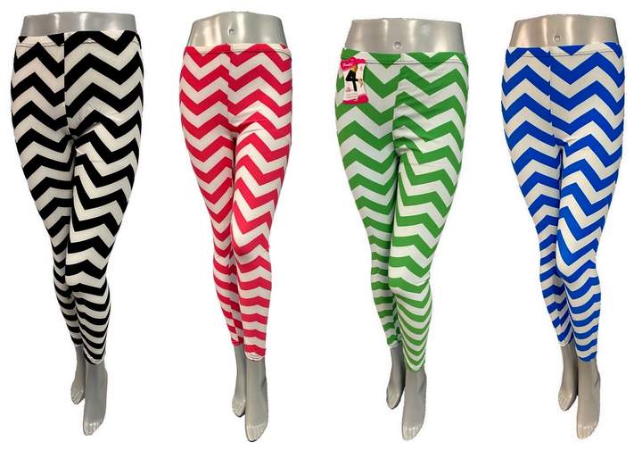 Wholesale Thin Chevron Pattern LEGGING with Bright Summer Colors