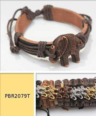 Wholesale Elephant Faux Leather Bracelet