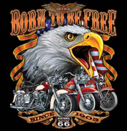 Wholesale Heat SHIRT Transfer Born To Be Free Route 66  Biker HD