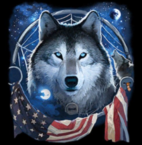 Wholesale HEAT Shirt TRANSFER wolf Dream with USA Flag Design