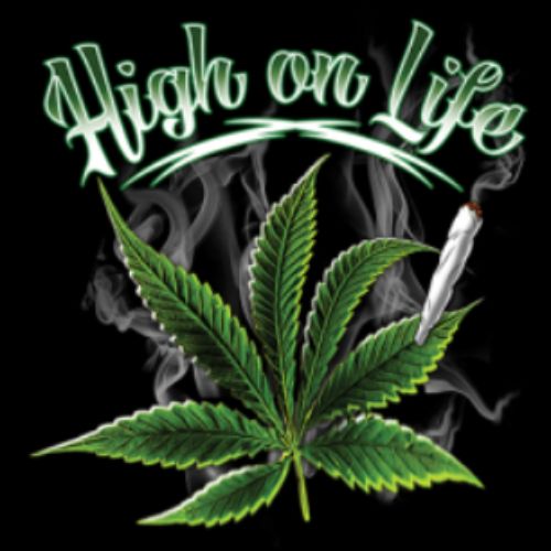 Wholesale HEAT Shirt TRANSFER High On LIfe Marijuana Leaf Design