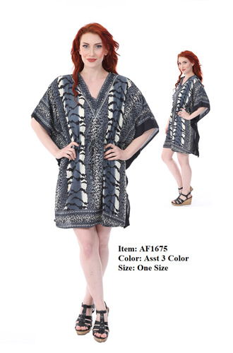 Wholesale SHORT Vertical Stripe Printed with Draw String Kaftan