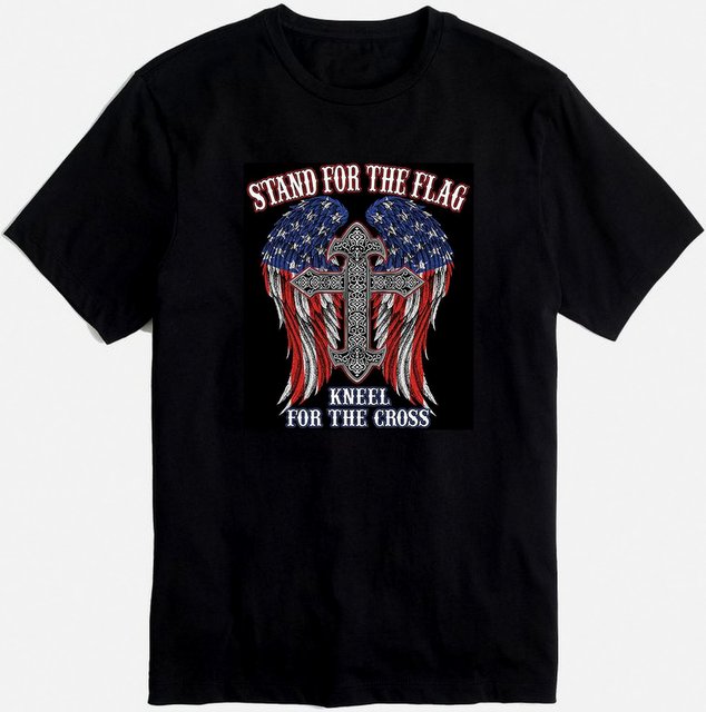Wholesale Black Tshirt ''STAND FOR THE FLAG WINGS'' PLUS size