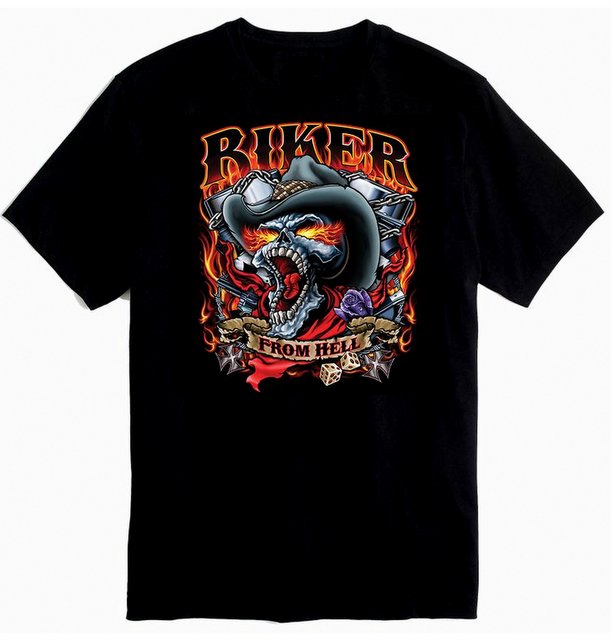 Wholesale Black color Tshirt BIKER FROM HELL PLUS