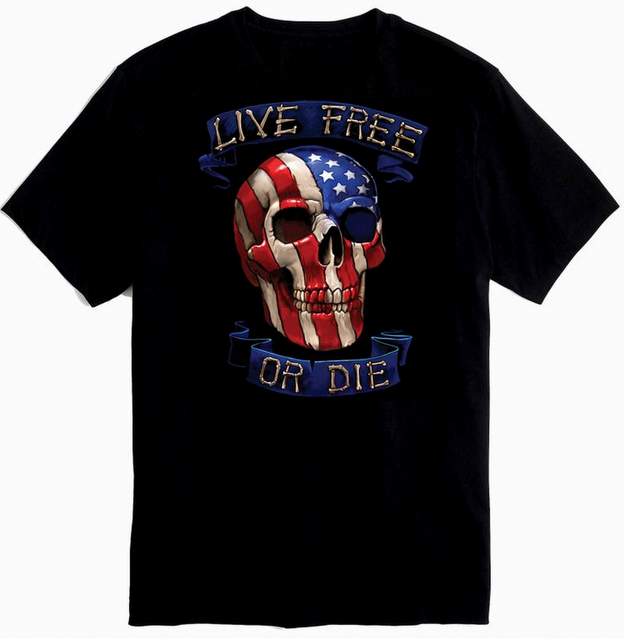 Wholesale Black Tshirt LIVE FREE OR DIE PLUS size
