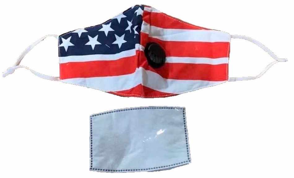 Wholesale USA FLAG Cloth Face Mask With Filter and Valve