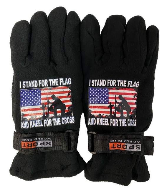 Wholesale Stand FLAG Kneel Cross Fleece Glove