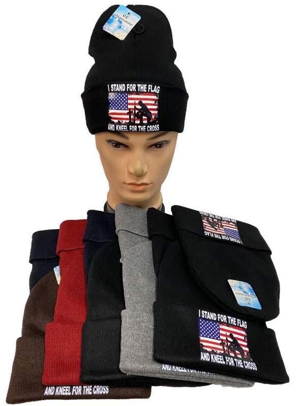 Wholesale Stand FLAG Kneel Cross Mix color Beanie