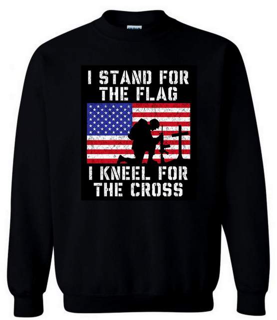 Wholesale Sweater Shirt I Stand for FLAG Kneel For Cross Large