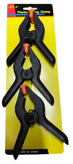 Wholesale 3 PCs set 4' black plastic spring clamps