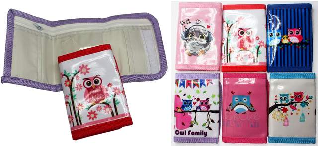 Wholesale Owl Tri-fold Kids WALLET