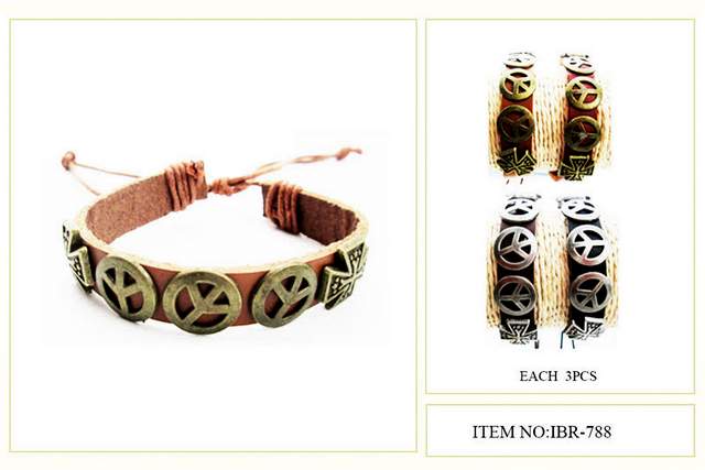 Wholesale Peace Sign Faux Leather Bracelet