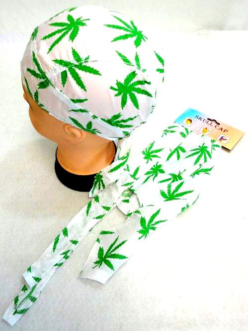 Wholesale White color Marijuana Skull Cap