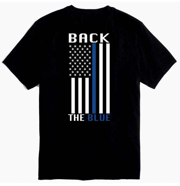 Wholesale Black color Tshirt Back the Blue XXL POLICE Shirts