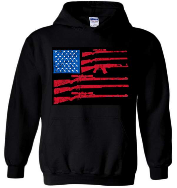Wholesale Black color Hoody GUN FLAG