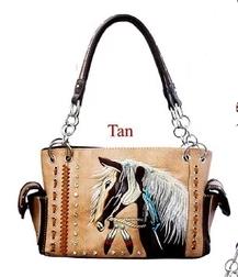 Wholesale Tan Western Horse Gun Pocket SATCHEL Purse