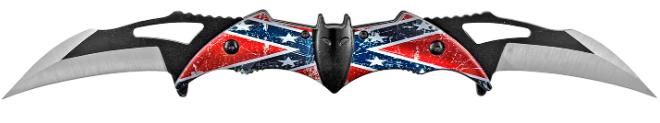 Wholesale 5.75'' Dual Blade Bat KNIFE - Confederate Flag