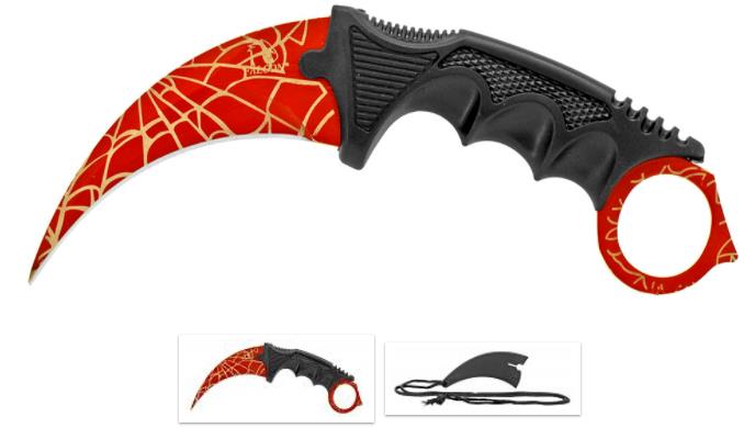 Wholesale 7.5'' Claw KNIFE - Red Web with cover
