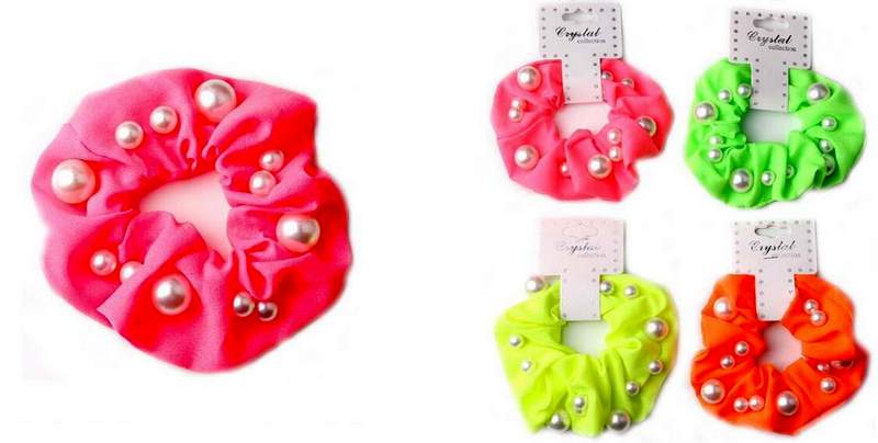 Wholesale Solid color Scrunchies with Beads