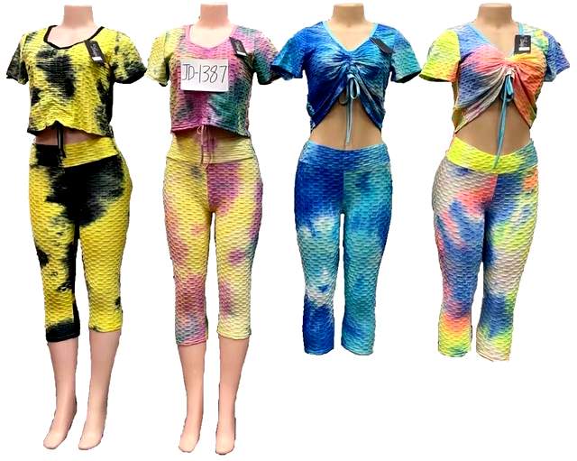 Wholesale TIE DYE clothes sets with TikToK big butts leggings