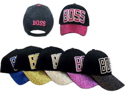 Wholesale BOSS BASEBALL CAP with Glitter on Bill