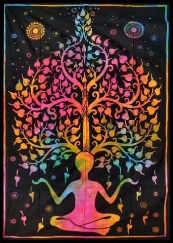 Wholesale Yoga Tree Graphic Design TIE Dye Tapestry