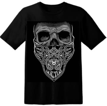 Wholesale BANDANA Skull Face Black Shirts