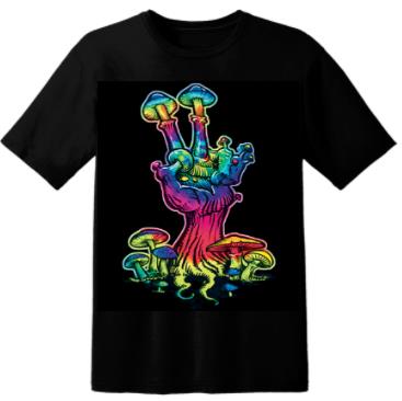 Wholesale Multicolor Peace Sign Mushroom Black Shirts
