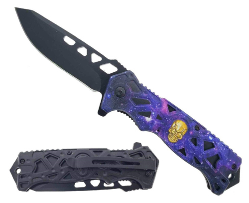 3.5'' Black Blade 5'' Purple SKULL Handle