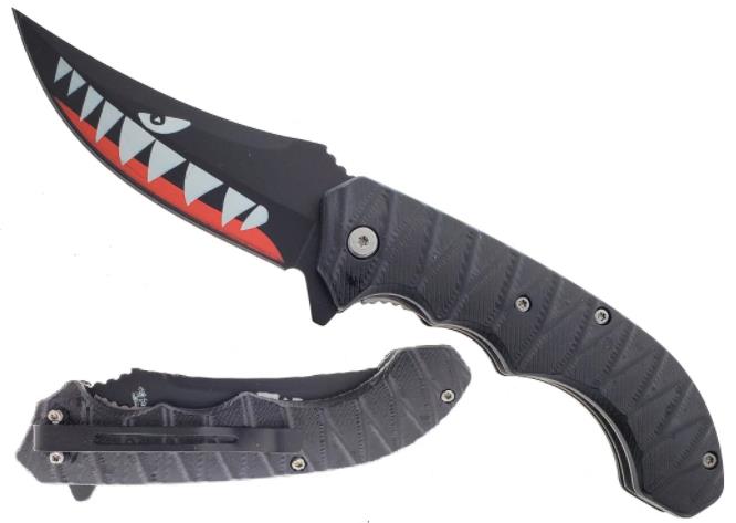 4.5'' SHARK TEETH ASSIST-OPEN TACTICAL FOLDING KNIFE